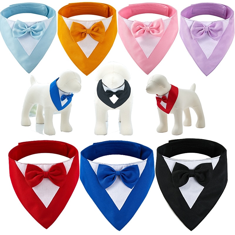 Dog Cat Triangle Bibs Accessories Dog Birthday Bandana Hat Tie / Bow Tie Adorable Sweet Breathable Soft Dailywear Casual Daily Dog Clothing for Husky Labrador Alaskan Malamute Golden Retriever2