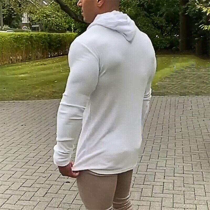 Men's T Shirt Muscle Shirt Ribbed Knit tee Long Sleeve Shirt Long Sleeve Hooded Summer Plain Fashion Streetwear Cool Outdoor Daily Going out Black White Gray Top Tee for Men4
