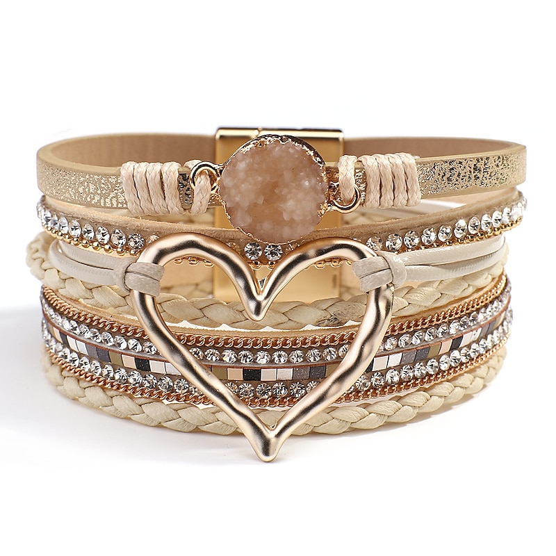 1Pc Magnetic Clasp Boho Wrap Bracelets Leather Cuff Bangle Beaded Bracelets For Women Stackable Infinity Bracelets Jewelry 2025 - $12.99