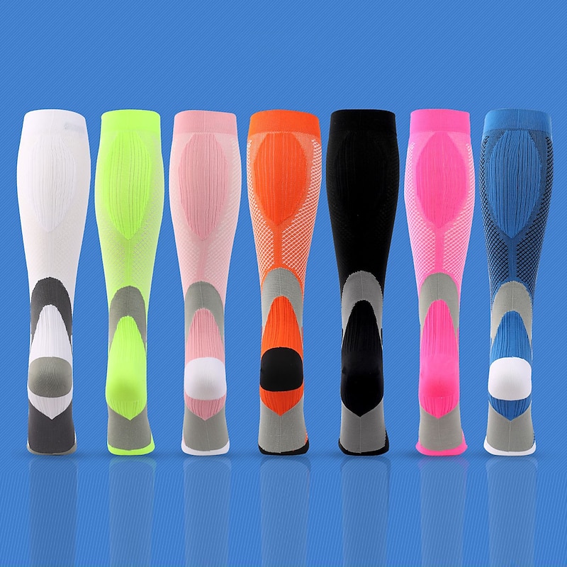 Men's Socks Compression Socks Cycling Socks Outdoor Exercise Bike / Cycling Breathable Soft Sweat wicking 1 Pair Graphic Stripes Nylon Black White Rosy Pink S L-XL XXL / Stretchy4