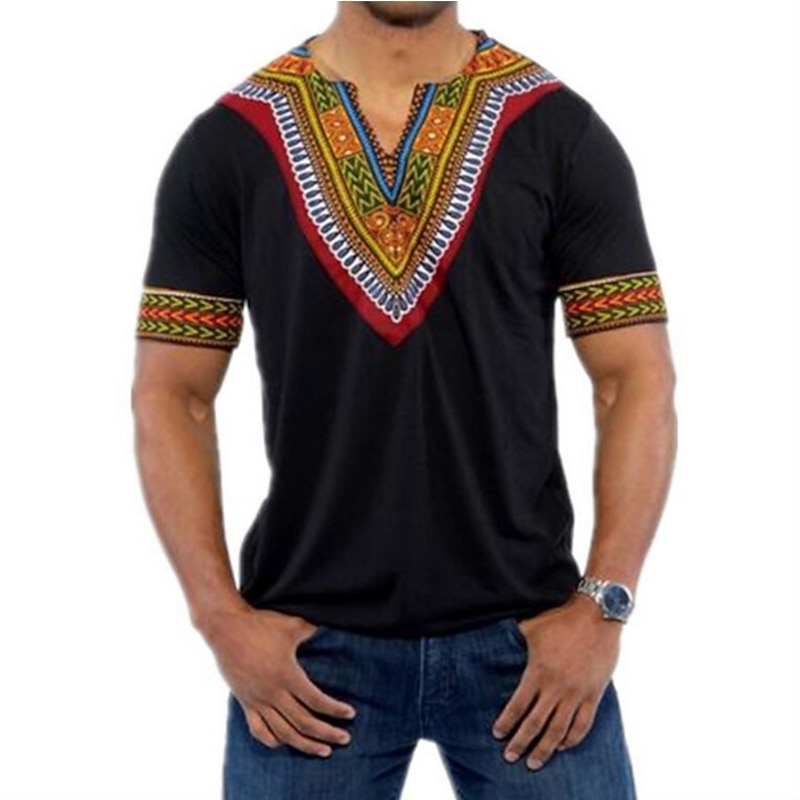 Men's T-shirt Modern African Outfits African Print Dashiki Masquerade Adults T-shirt Party