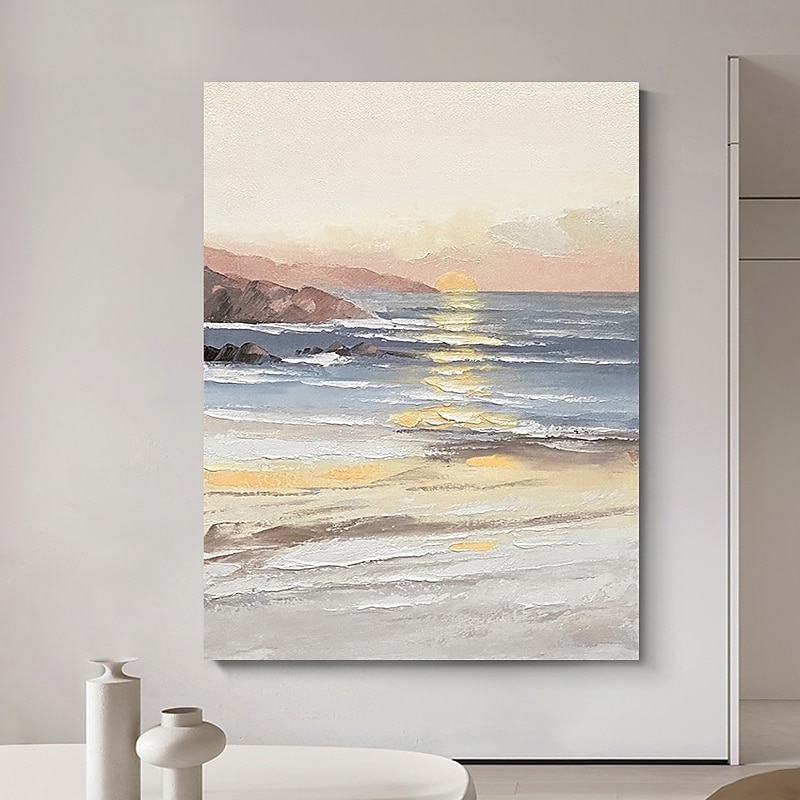 Handmade Hand Painted Oil Painting Wall Art Ocean Sunrise Landscape Home Decoration Decor Rolled Canvas No Frame Unstretched4