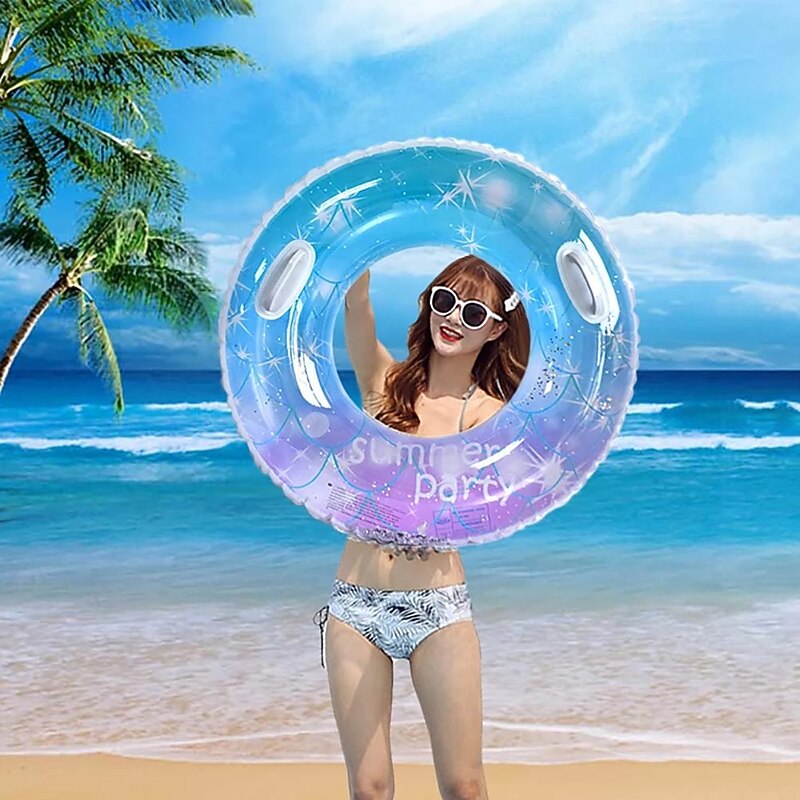 Pool Floats Adults Float Glitter Starry Sky Pattern Swimming Ring with Handle Strong Buoyancy Inflatable Pool Tube Water Fun Toy for Swim4
