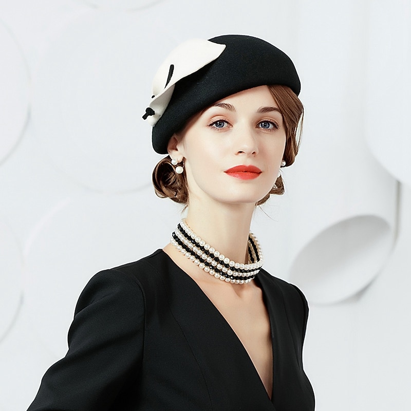 Fashion Elegant 100% Wool Hats with Bowknot / Cascading Ruffles 1PC Party / Evening / Casual / Melbourne Cup Headpiece3