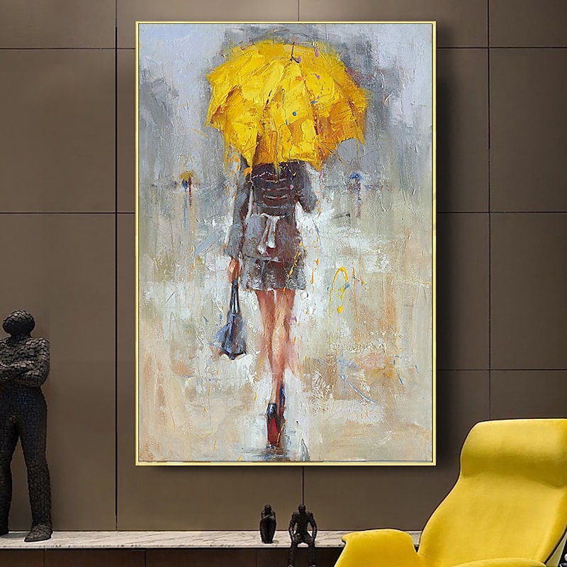 Handmade Oil Painting Canvas Wall Art Decoration Figure Portrait Woman With Umbrella for Home Decor Rolled Frameless Unstretched Painting3