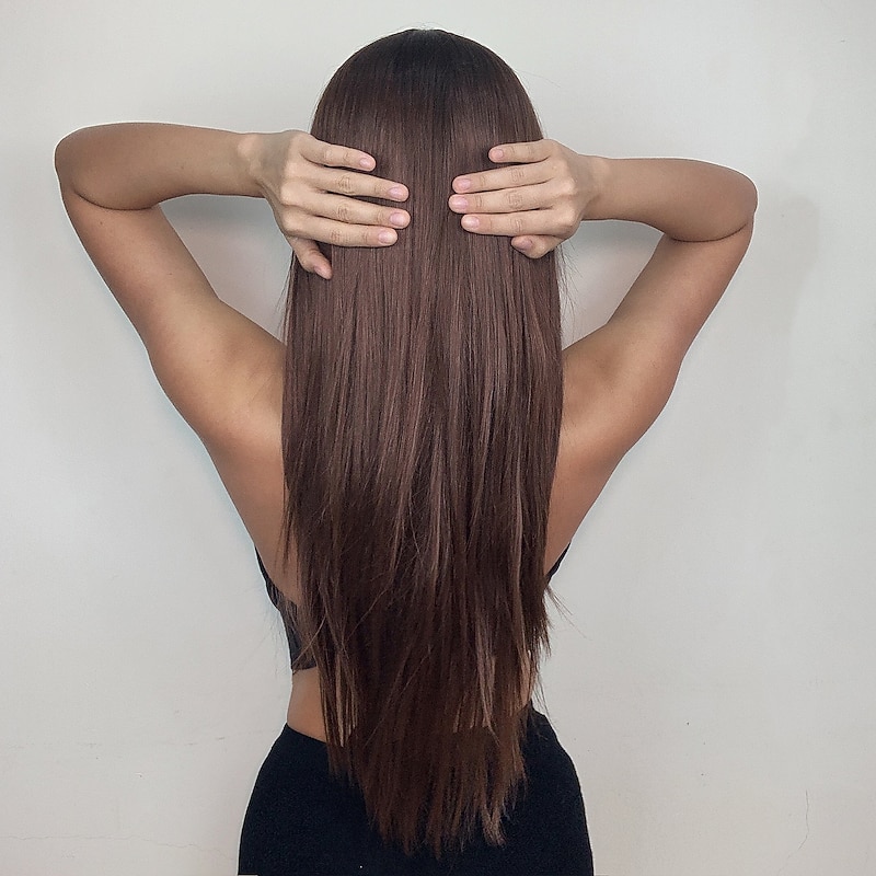 HAIRCUBE Auburn/Wine/Ombre Brown/Golden/Black Lace Front Wig Long Natural Straight 13*4*1 T Part Kanekalon Lace Wig With Baby Hair for Woman 180% Density2