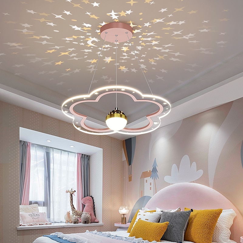 40 cm Pendant Light LED Projector Light Romantic Flower Design Lamp Modern Children Room Lamp