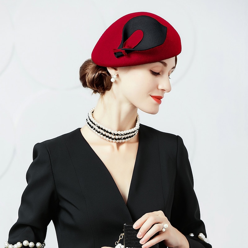 Fashion Elegant 100% Wool Hats with Bowknot / Cascading Ruffles 1PC Party / Evening / Casual / Melbourne Cup Headpiece