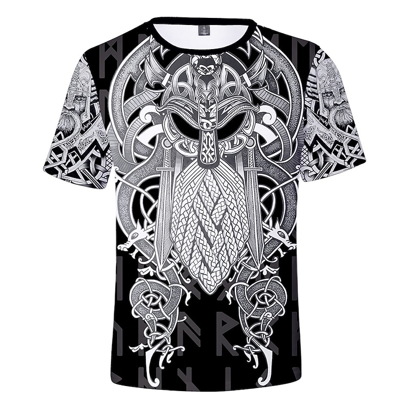 Vikings Warriors T-shirt Anime Cartoon Anime 3D Harajuku Graphic Kawaii For Couple's Men's Women's Adults' Back To School 3D Print