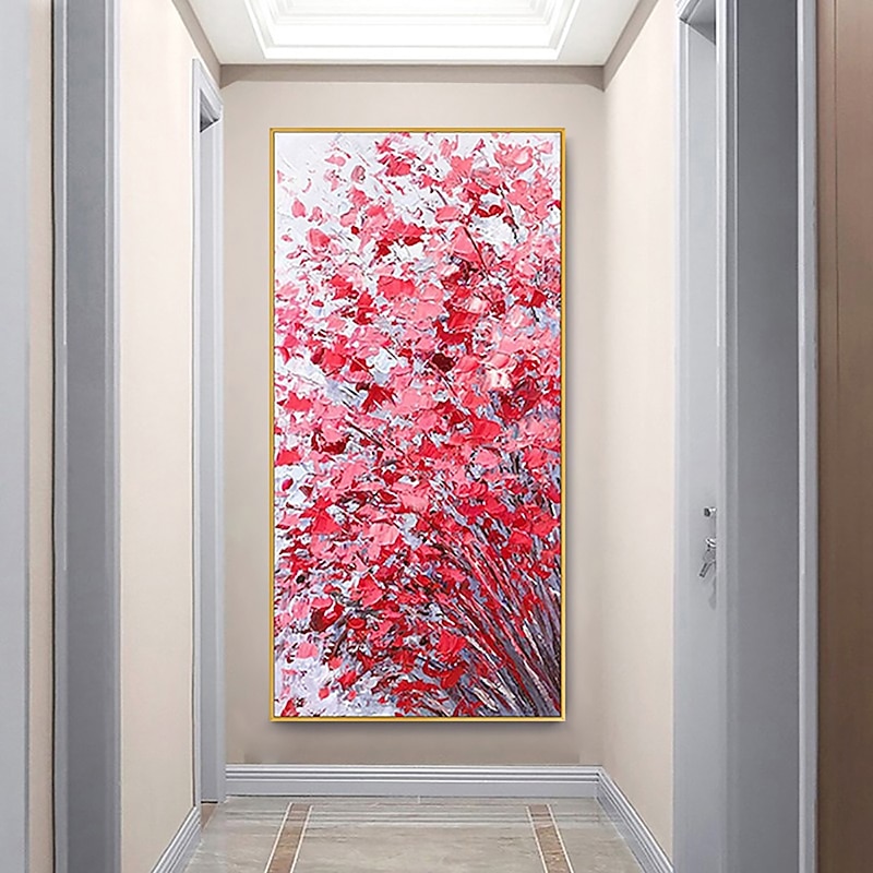 Handmade Hand Painted Oil Painting Wall Art Pink Flower Canvas Paintings Home Decoration Decor Rolled Canvas No Frame Unstretched4