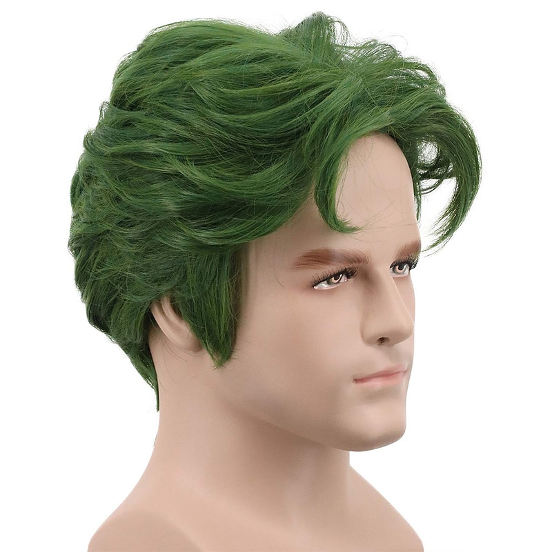 Men Short Green Curly Cosplay Wig For  Party s Hair Wigs  Halloween Wigs St.Patrick's Day Wigs3