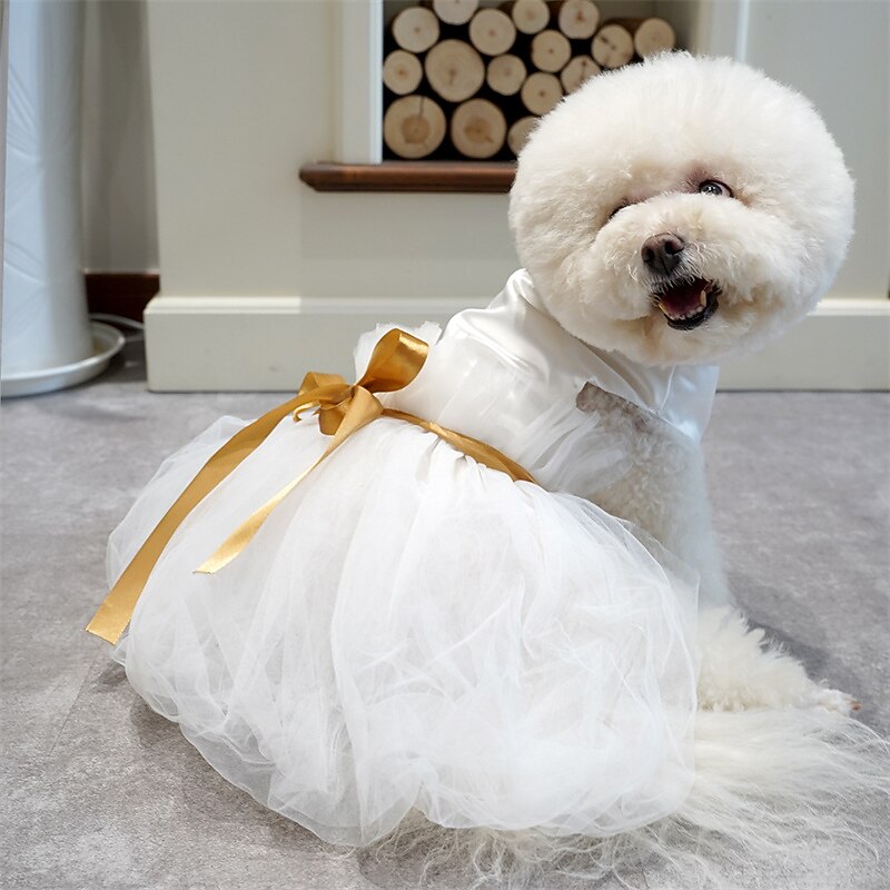 Dog Cat Dress Wedding Dress Christmas gifts for pets Fashion Cute Breathable Soft Washable Comfortable Wedding Outdoor Party Dailywear Wedding Party Dog Clothing for Bichon Frise Poodle Pomeranian