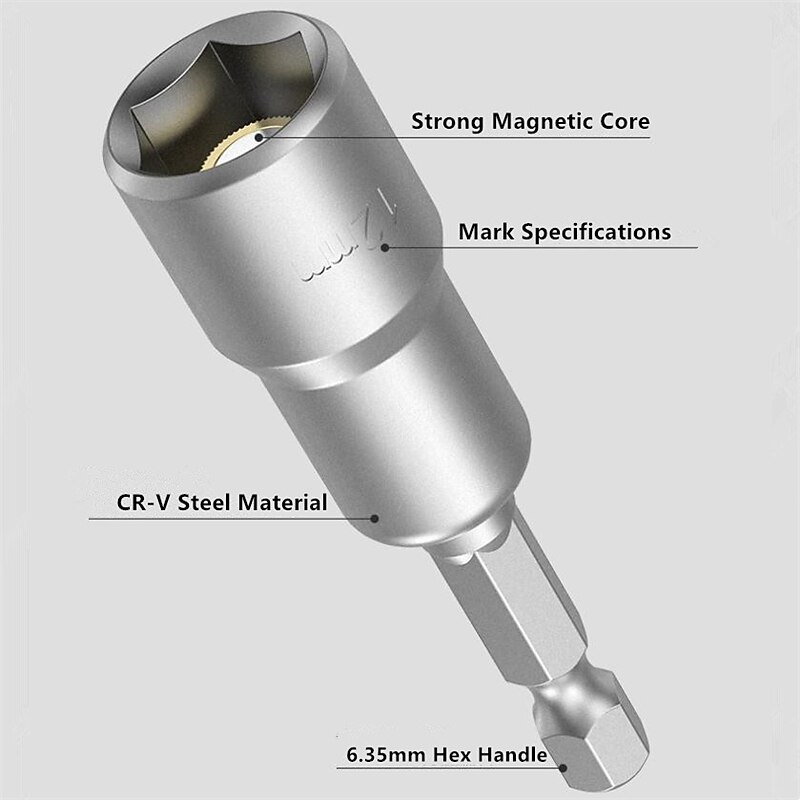 Socket Wrench Screw 6-15mm 1/4 Inch Hexagonal handle conversion magnetic 65mm Pneumatic Strong Power Magnetic Nut Driver Drill Bits4