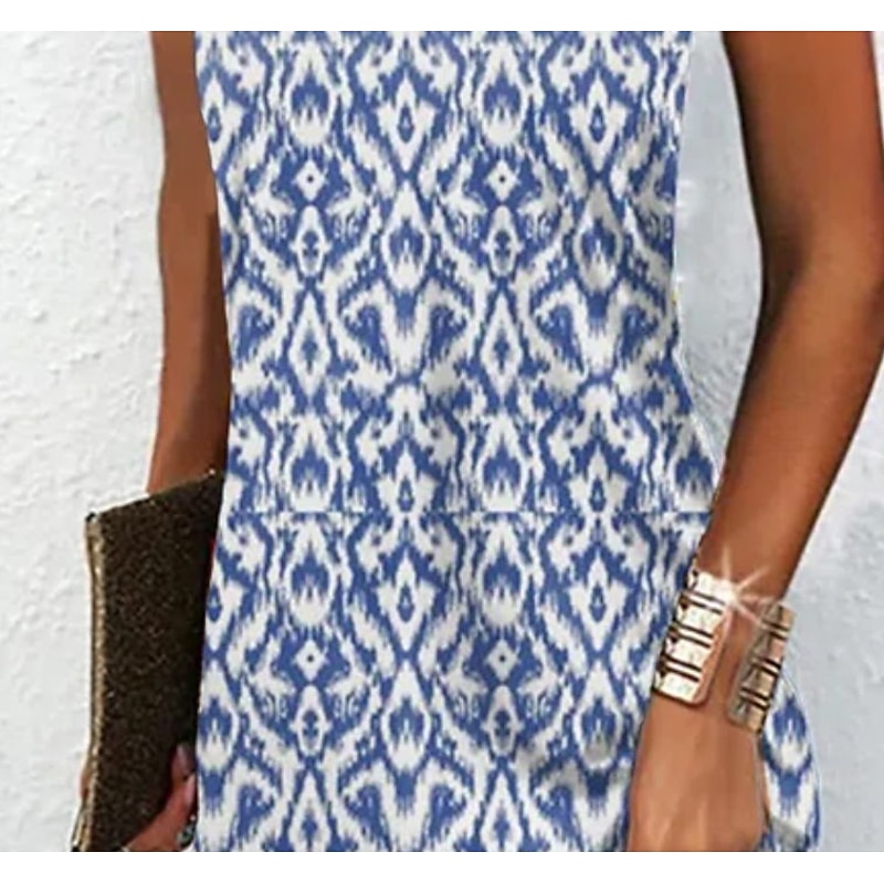 Women's Mini Dress Petite Dress Sundress Summer Dress Halter Dress Casual Vacation Daily Cocktail Party Regular Fit Print Sleeveless Halter Neck Strapless Blue Summer Spring3