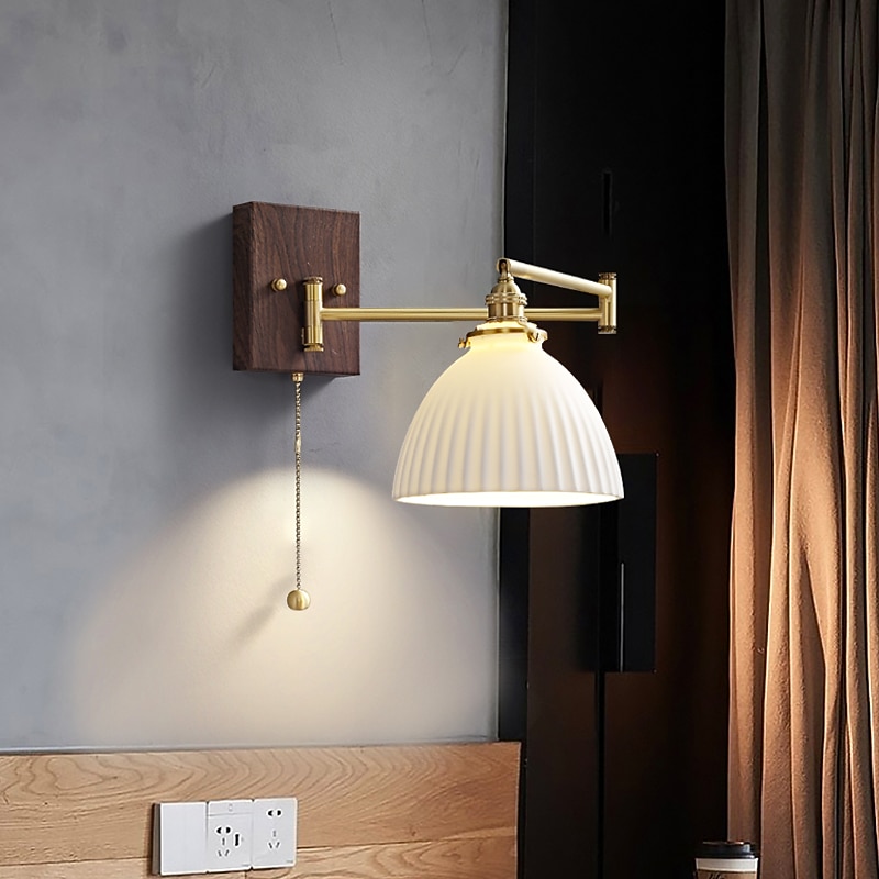 Modern Nordic Style Indoor Wall Lights LED Swing ArmBedroom Copper Wall Light 220-240V