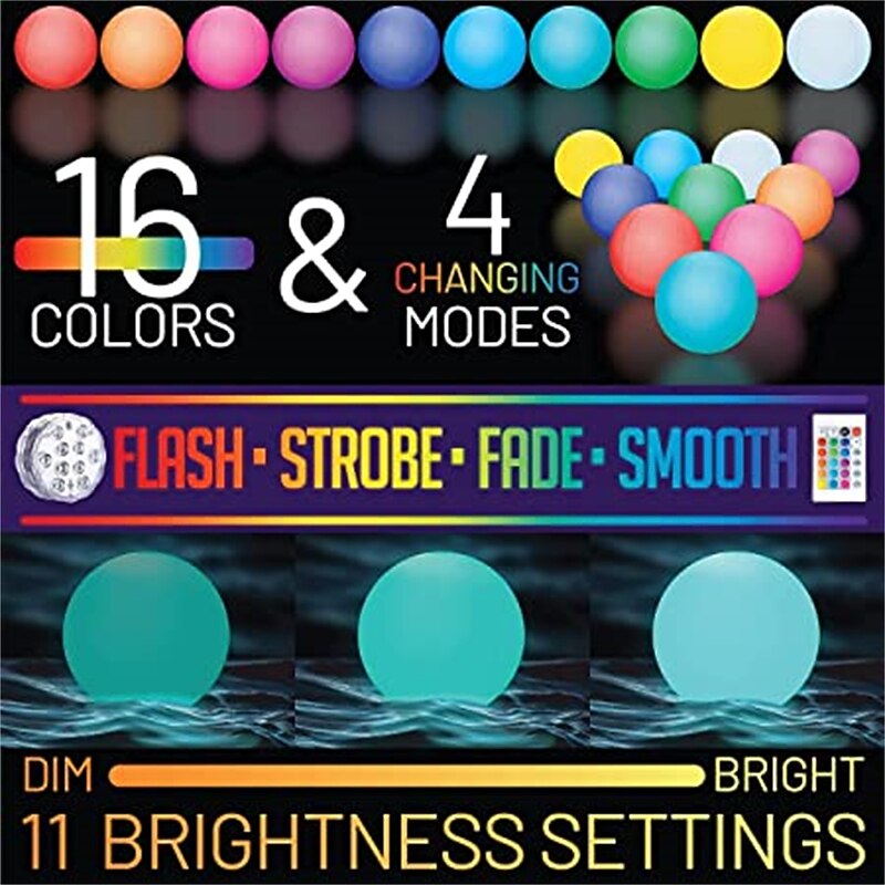 LED Glowing Beach Ball Light 60CM RGB Remote Control 16 Colors Waterproof Inflatable Floating Pool Light Yard Lawn Party Lamp2