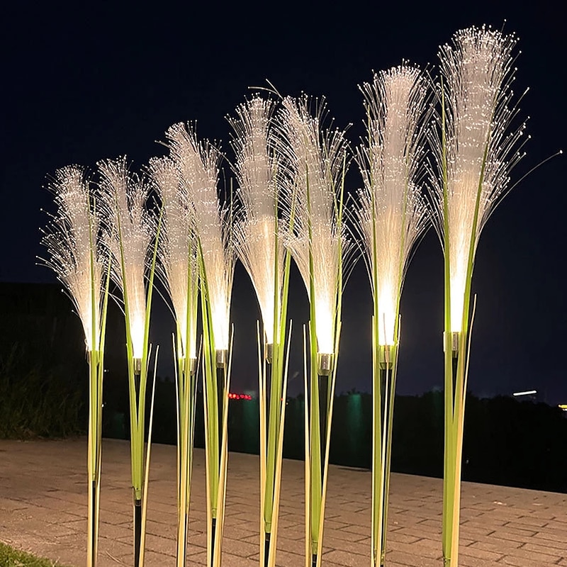 2PCS Solar Pathway Lights, Waterproof LED Bulrush Fiber Garden Lights for Christmas Outdoor Garden & Walkway Decor4