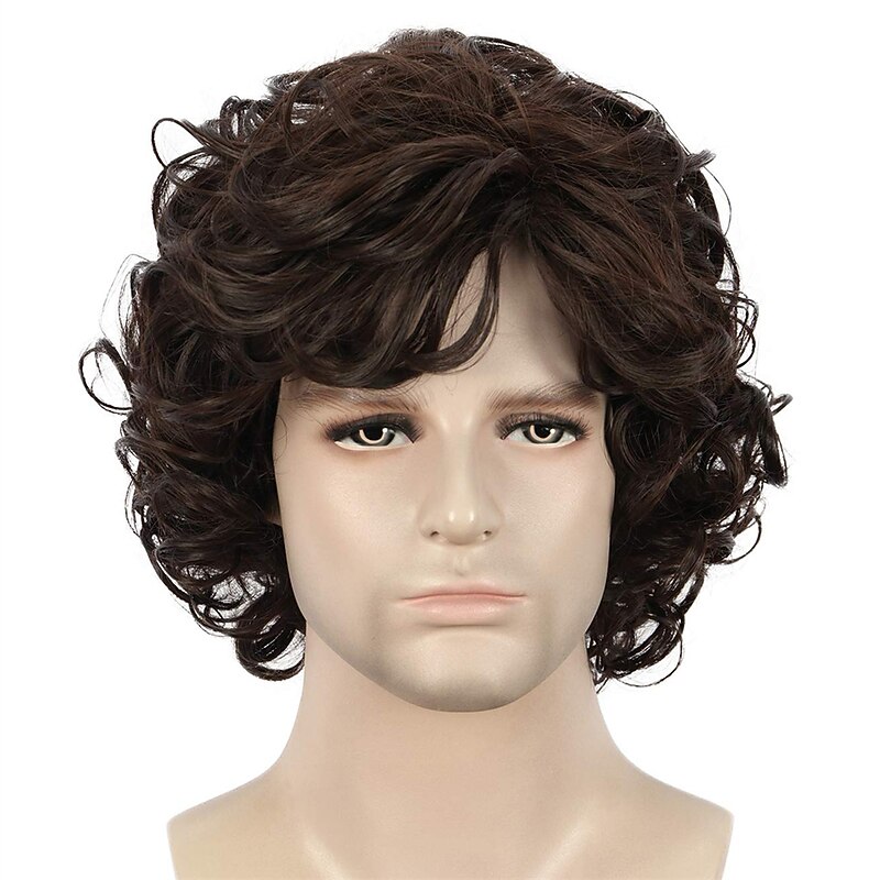 Funny mens Wig Mens Short Curly Brown Wig Anime Cosplay Wigs Cosplay Hair Wig Halloween Wigs2