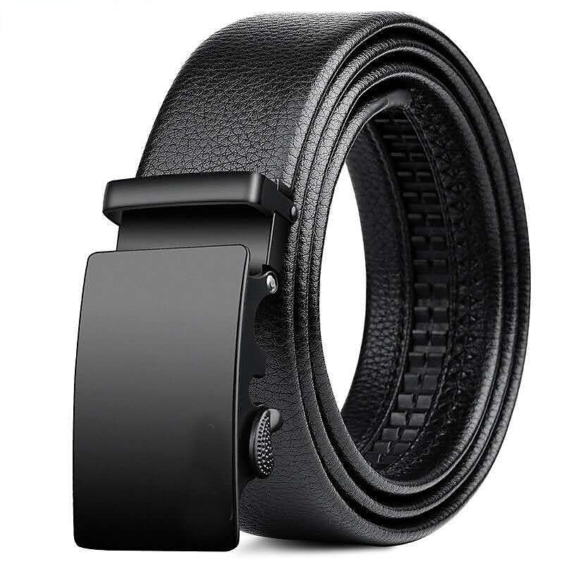 Men's Faux Leather Belt Dress Belt Ratchet Belt Casual Belt Box Buckle Black Navy Blue Faux Leather Fashion Business Formal Party Work Daily2
