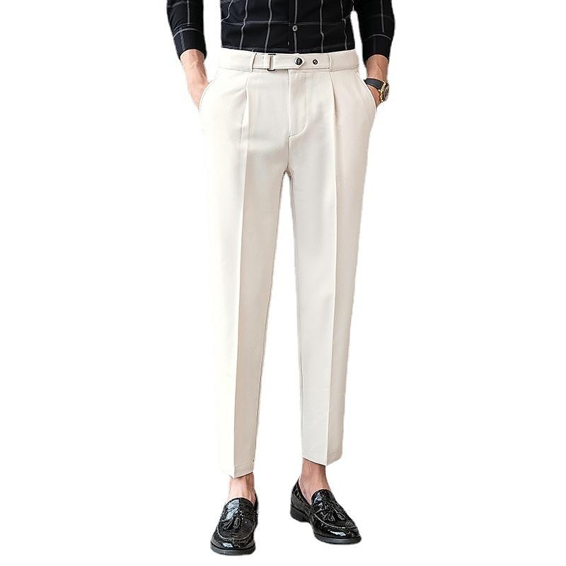 Men's Graduation Dress Pants Trousers Pleated Pants Suit Pants Pocket High Rise Solid Color Comfort Soft Business Daily Elegant Vintage Black White High Waist4