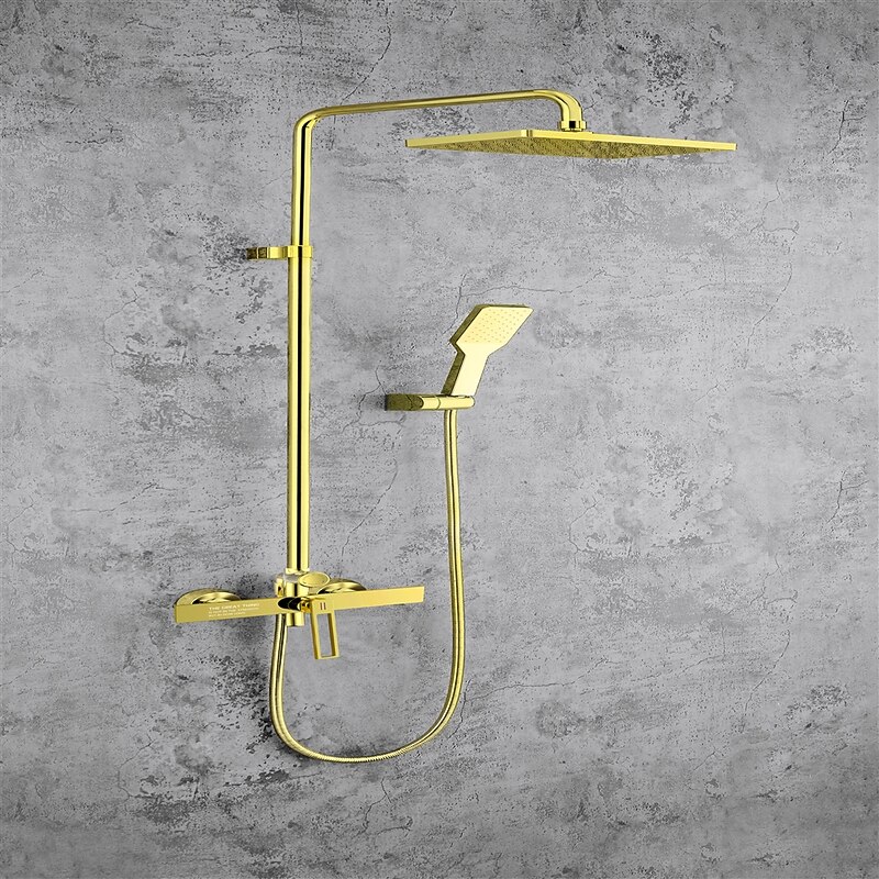 Shower Faucet,Shower System Set - Handshower Included Contemporary Chrome / Electroplated / Painted Finishes Mount Outside Ceramic Valve Bath Shower Mixer Taps4