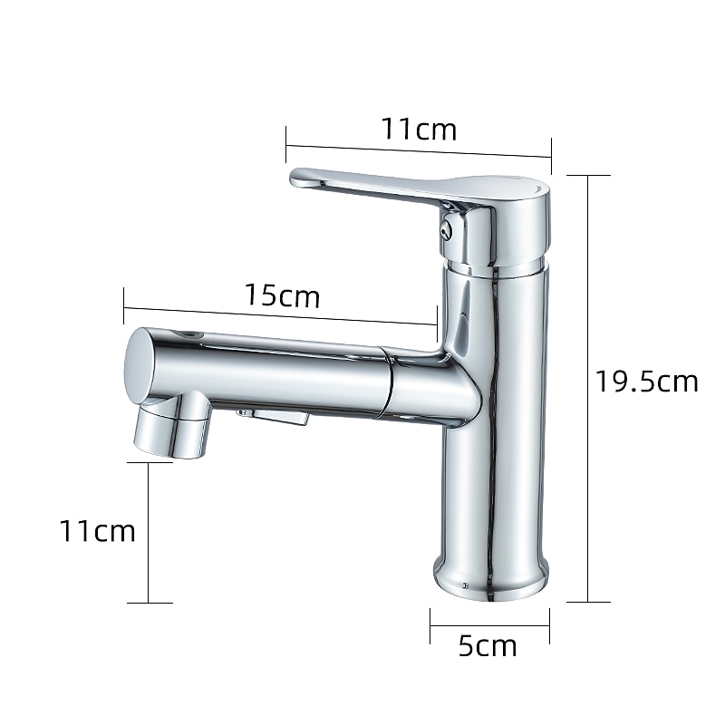 Bathroom Sink Faucet Pull out / Pullout Spray Electroplated / Painted Finishes Centerset Single Handle One HoleBath Taps4