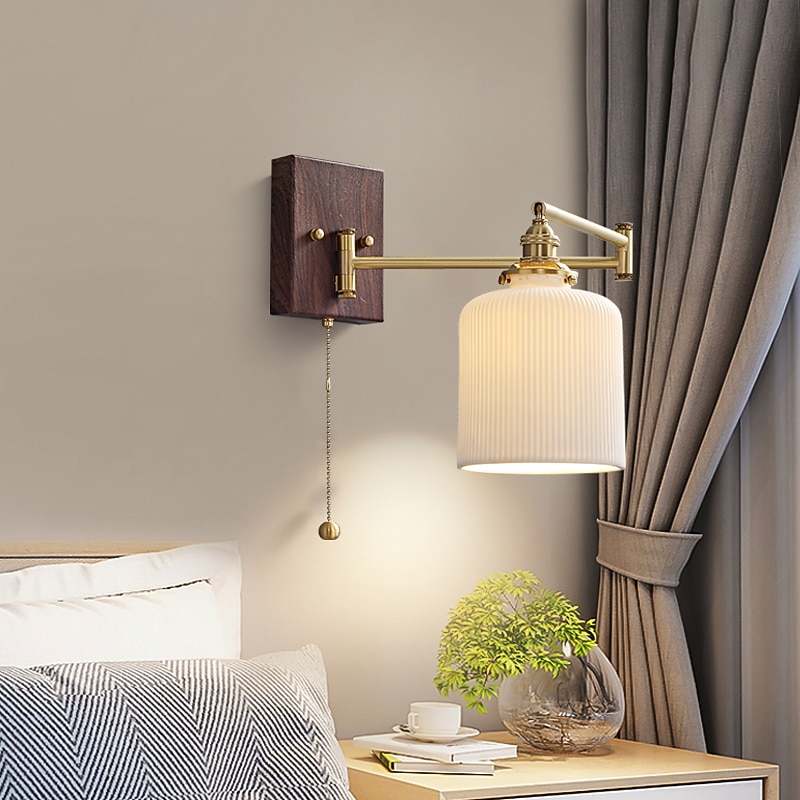 Modern Nordic Style Indoor Wall Lights LED Swing Arm Bedroom Copper Wall Light 220-240V3