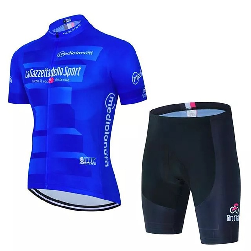 Men's Cycling Jersey with Shorts Short Sleeve Mountain Bike MTB Road Bike Cycling Black Pink Blue Bike Clothing Suit 3D Pad Breathable Quick Dry Back Pocket Polyester Spandex Sports Letter & Number4