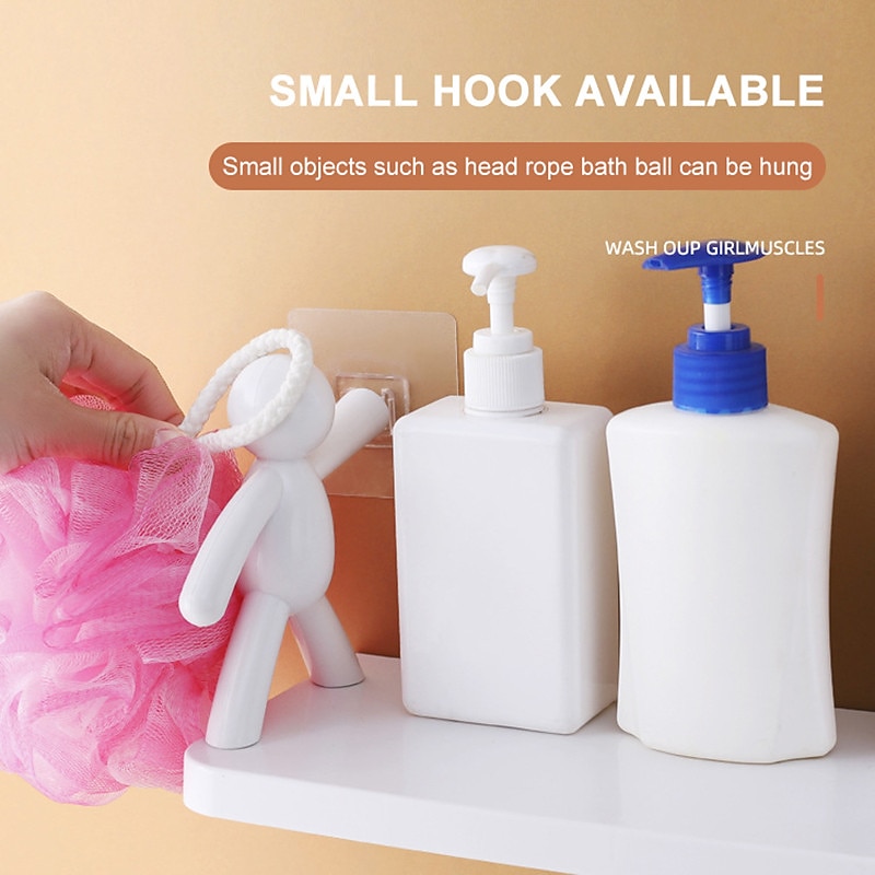 Punch-free Bathroom Shelf Shower Storage Rack for Soap Shampoo Organizer Cute White Doll Shelves No Drilling Cosmetics Holder Home Decor3