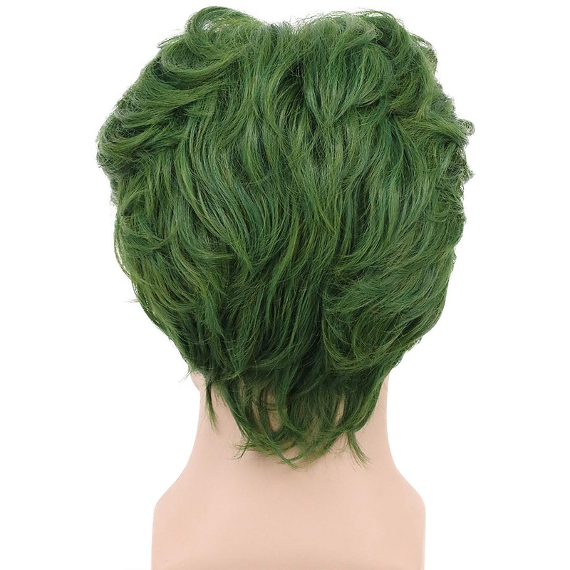 Men Short Green Curly Cosplay Wig For  Party s Hair Wigs  Halloween Wigs St.Patrick's Day Wigs2