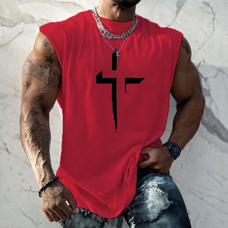 Men's Unisex Graphic Prints Cross T Shirt Casual Style Classic Style Cap Sleeve T shirt Crew Neck Shirt Sports Casual Big and Tall Outdoor Street Holiday Black White Navy Blue Summer Clothing Apparel2