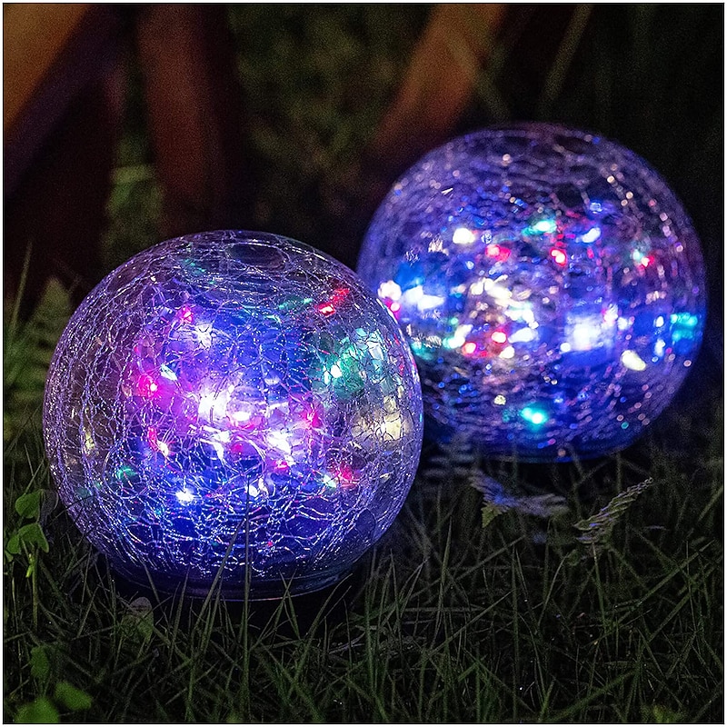 Solar Light Cracked Glass Ball LED Lights Outdoor Lighting Waterproof For Garden Festival Outdoor Indoor Decoration Solar Lawn Lights Walkway Lamp4