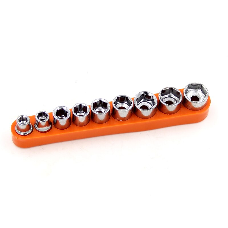 9pc Universal Socket Set 1/4 Inch 6.35mm Square Drive Hex Socket Adapter Metric 5-13mm Sleeve Conversion Auto Repair Tool Nut Driver