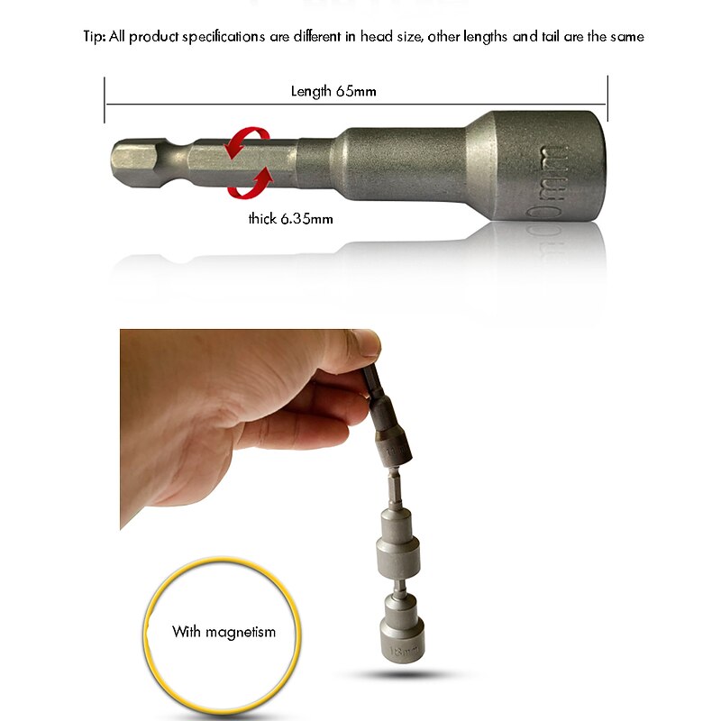 19mm Magnetic Hexagon Socket Wrench Hexagon Handle Magnetic Sleeve Screw Tightening Electric Wrench2