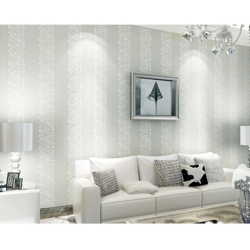 Wallpaper Wall Covering Sticker Film Flowers Modern Embossed Stripe Three-dimensional Relief Stripes Non Woven HomeDeco 53*1000CM4