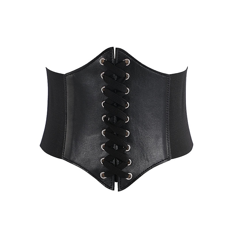 Women's Wide Belt Corset Belt PU Leather Buckle Free Geometric Formal Party Daily White Black Red Coffee4