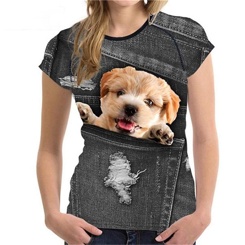 Girls' 3D Animal Cat Dog T shirt Short Sleeve 3D Print Summer Spring Active Fashion Cute Kids 3-12 Years Outdoor Daily Regular Fit2