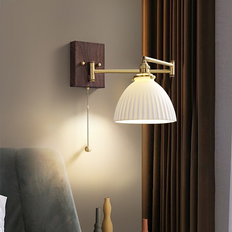 Modern Nordic Style Indoor Wall Lights LED Swing ArmBedroom Copper Wall Light 220-240V4