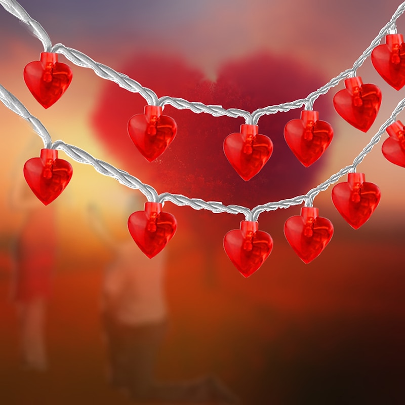 1.5-20M Love Heart String Lights Good Wishes Proposal Confession Love Lantern Bedroom Room Creative Hanging Lamp LED String Lights Holiday Lights Outdoor Creative Party Batteries Powered 1Set2