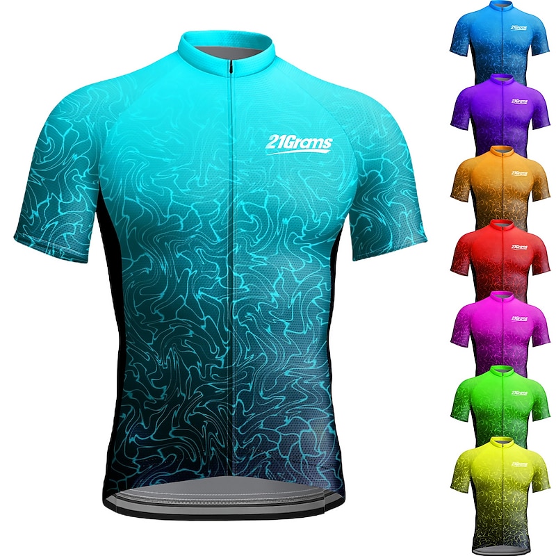 Men's Cycling Jersey Graphic Short Sleeve Bike Jersey Top with 3 Rear Pockets Mountain Bike MTB Road Bike Cycling Quick Dry Reflective Strips Back Pocket Moisture Wicking Sports Yellow Red Blue