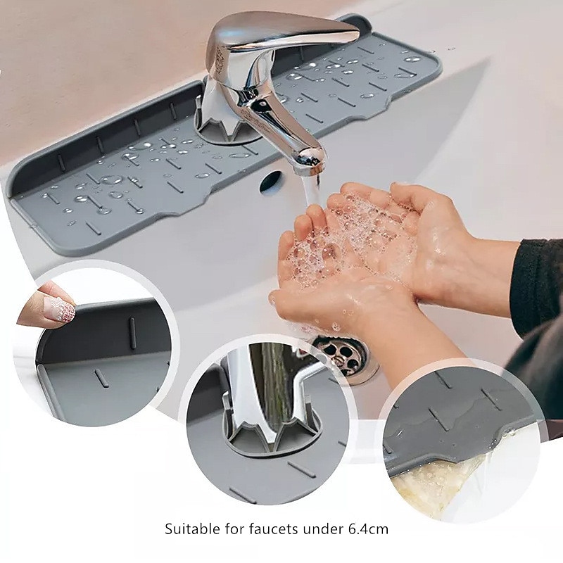 Kitchen Silicone Faucet Mat Sink Splash Guard Faucet Drainage Mat Drying Pad Kitchen Bathroom Countertop Protection Mat4
