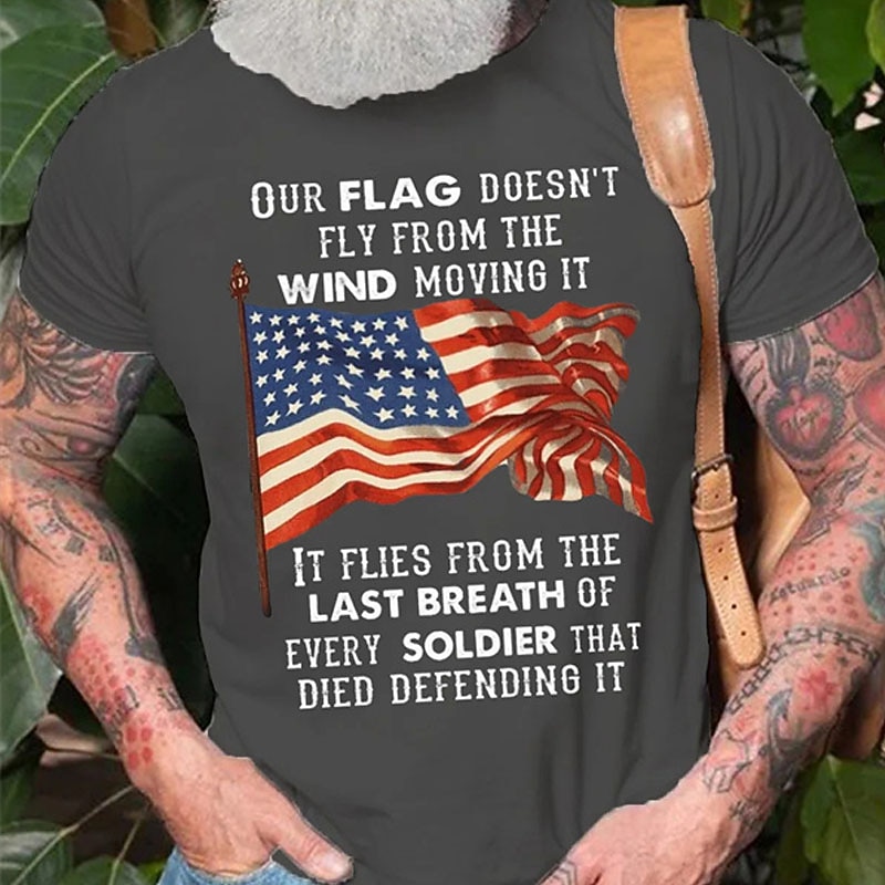 Veterans Day Men's Patriot Patriotic Veteran Graphic Letter T shirt Casual Style Cotton Short Sleeve Graphic Shirt Black Blue Gray Comfortable Tee Street Casual Fashion Designer3