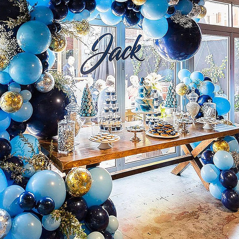 106pcs Navy Blue Starry Blue Night Blue Ink Blue Sequin Balloon Chain Set Opening Party Decoration3
