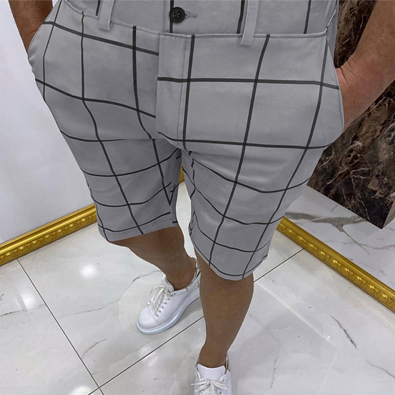 Men's Shorts Chino Shorts Bermuda shorts Work Shorts Zipper Front Pocket Plaid Tartan Dolphin Comfort Breathable Knee Length Formal Business Daily Simple Chic & Modern White Navy Blue3