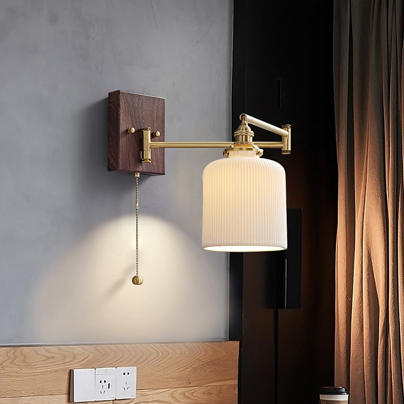 Modern Nordic Style Indoor Wall Lights LED Swing Arm Bedroom Copper Wall Light 220-240V4