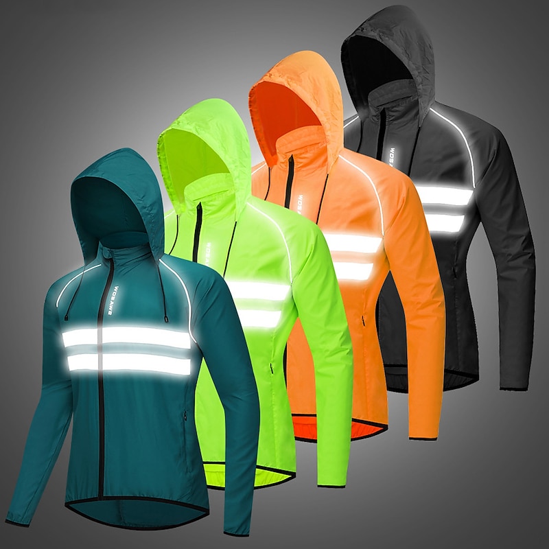 WOSAWE Men's Windbreaker Cycling Jersey Reflective Cycling Jacket Winter High Visibility Windproof Cycling Breathable Bike Jacket Tracksuit Mountain Bike MTB Road Bike Cycling City Bike Cycling