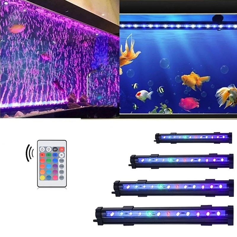 Remote Control 100-240V 18-116CM LED Aquarium Light Fish Tank Submersible Light Aquatic Air Bubble Oxygenation Lamp EU US Plug Fish Tank Light2