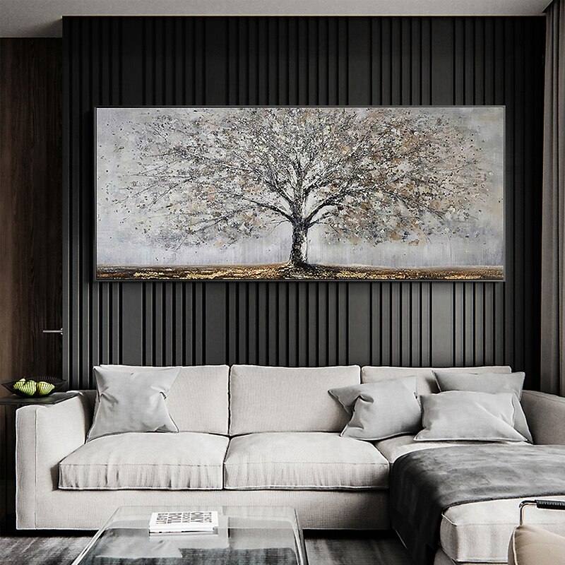 Handmade Oil Painting Canvas Wall Art Decoration Abstract Blooming Texture Tree Painting Abstract Plant Painting for Home Decor Rolled Frameless Unstretched Painting4