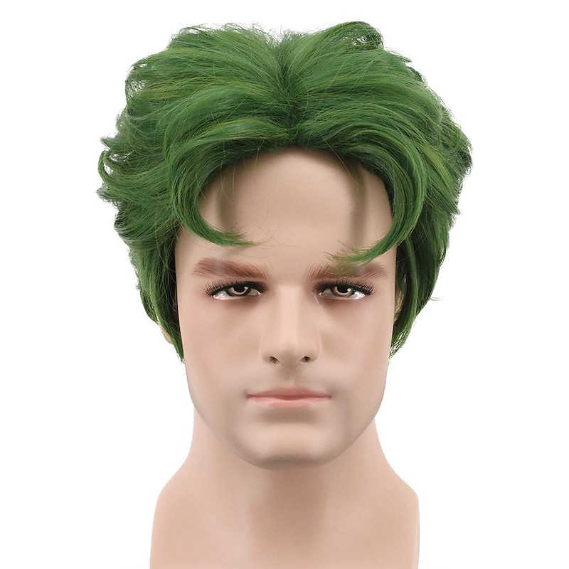Men Short Green Curly Cosplay Wig For  Party s Hair Wigs  Halloween Wigs St.Patrick's Day Wigs4