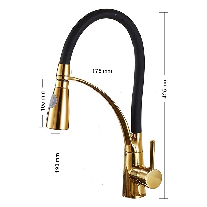Single Handle Kitchen Faucet, Electroplated One Hole Pull Out/Centerset/Tall/­High Arc, Brass Kitchen Faucet3